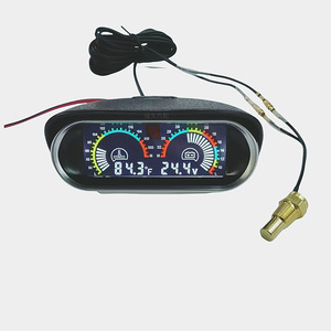 Medidor horizontal de temperatura del agua y voltaje LCD de 12V 24V con pantalla digital para autos y camiones - Product Image 1