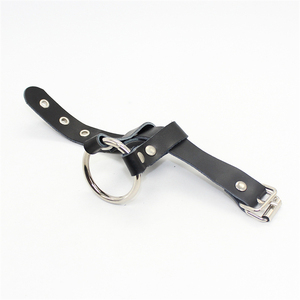 Tour de cou réglable en cuir avec détail <span class=keywords><strong>grand</strong></span> et petit anneau-Couleur du produit: Noir - Product Image 2