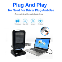 Lecteur de codes-barres automatique de haute qualité avec grande fenêtre, interface USB, scanner de codes-barres 1D/2D de bureau pour supermarchés et commerces de détail