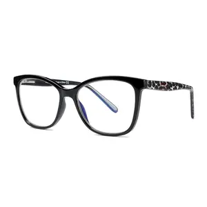 Nieuwe Stijl Originele Mode Acetaat Anti Blauw Licht Bril Met Patroon Brillen Been Voor Vrouwen Lezen Optische Frame