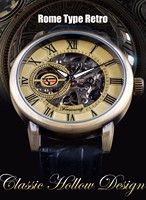 Montre sport mécanique vintage noire Forsining pour homme, étanche, lumineuse, avec bracelet en cuir et cadran en verre