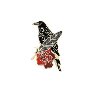 Broche de Moda, Estilo Punk Gótico, con Diseño de Cuervo, Pluma de Pájaro, Luna y Flores, para Regalo - Product Image 5