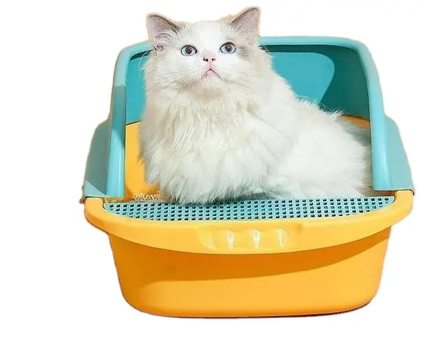 Yüksek kaliteli Pet tuvalet mobilya kedi kum kabı kedi kumu Pan ile kedi kumu kepçesi Pet temizlik ürünleri