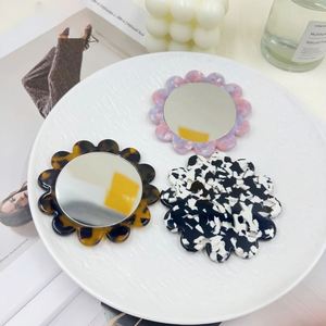High-End Portable Mini Makeup <b>Mirror</b> <b>Compact</b> Retro Acetic Acid Plate Sunflower Custom Logo Pocket <b>Mirror</b> Girls High Visibility - Product Image 1