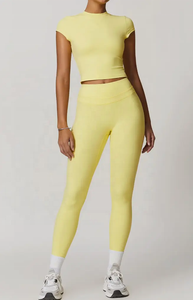 Vente en gros Ensemble de vêtements de sport pour femmes à séchage rapide et à taille élastique Ensemble de 2 pièces de vêtements de fitness personnalisés avec logo Respirant Stretch dans les quatre sens - Product Image 5