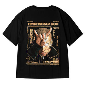 T-shirt à manches courtes Euro-Américain grande taille pour <span class=keywords><strong>homme</strong></span>, coupe ample, style Hip-Hop, oversize, antibactérien, imprimé dessin animé, style américain - Product Image 5