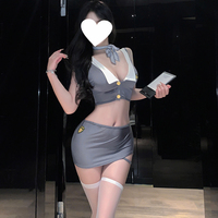 Tenue d'hôtesse de l'air sexy et imposante pour jeu de rôle, ensemble élégant et séduisant pour femme, idéal pour les soirées en boîte de nuit