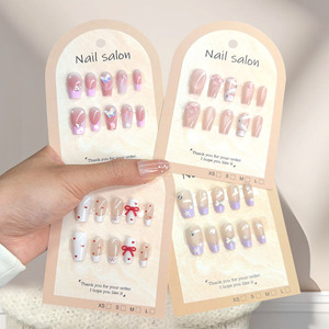Venta al por Mayor de 10 Uds. de <span class=keywords><strong>Uñas</strong></span> Postizas de Estilo Francés con Diseño de Lazo, de ABS, Desmontables, Reutilizables, con Efecto Ojo de Gato, <span class=keywords><strong>Uñas</strong></span> de Lujo Hechas a Mano - Product Image 3