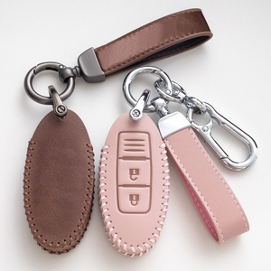Accessoires automobiles intelligents, porte-clés en cuir ciré, étui pour clés de voiture Nissan, housse de protection - Product Image 1