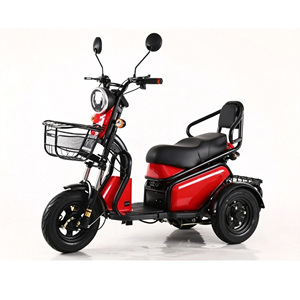 Tricycle électrique 1000W pour adultes, type carrosserie ouverte, couleur jaune et noir, design à 2 roues avec panier et porte-bagages arrière - Product Image 2