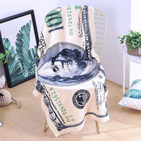 Serviette de plage en microfibre d'été en gros avec impression numérique en dollars américains et motif de dessin animé antimicrobien et sans sable