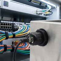 Connecteur RJ45 intelligent à angle droit 8P8C pour panneau frontal avec câble, étanche, pour Ethernet