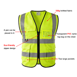 Gilet di Sicurezza Riflettente Multitasche Traspirante in Poliestere Alta Visibilità con Logo Personalizzato per Edilizia e Lavori Stradali - Product Image 3