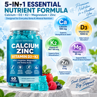 Gummies OEM ODM à Marque Blanche Calcium Zinc Vitamine D3 K2 pour Adultes – 60 Gummies pour la Santé Osseuse et le Soutien Immunitaire – Certifié GMP