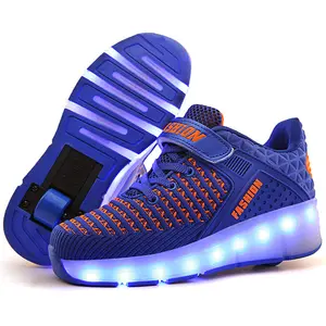 Высококачественная блестящая светящаяся обувь в подарок для девочек и мальчиков, светодиодная двухколесная детская обувь для роликовых коньков с подсветкой