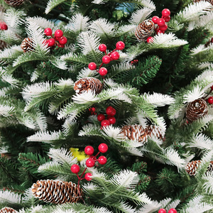 Giáng sinh trang trí mã hóa Dày Trắng PE + PVC tự động Cây giáng sinh với thông nón trái cây màu đỏ - Product Image 2