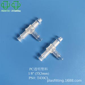 Conector en T de plástico transparente JUPlasfitting tipo PC, 3/32, 1/8, 5/32 ID para tubo rígido - Product Image 4