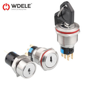Tombol kunci mengunci sendiri baja tahan karat, WD16mm/19mm/22mm, kelas IP65, tegangan maksimum 220V 1NO1NC, saklar 2NO2NC - Product Image 1