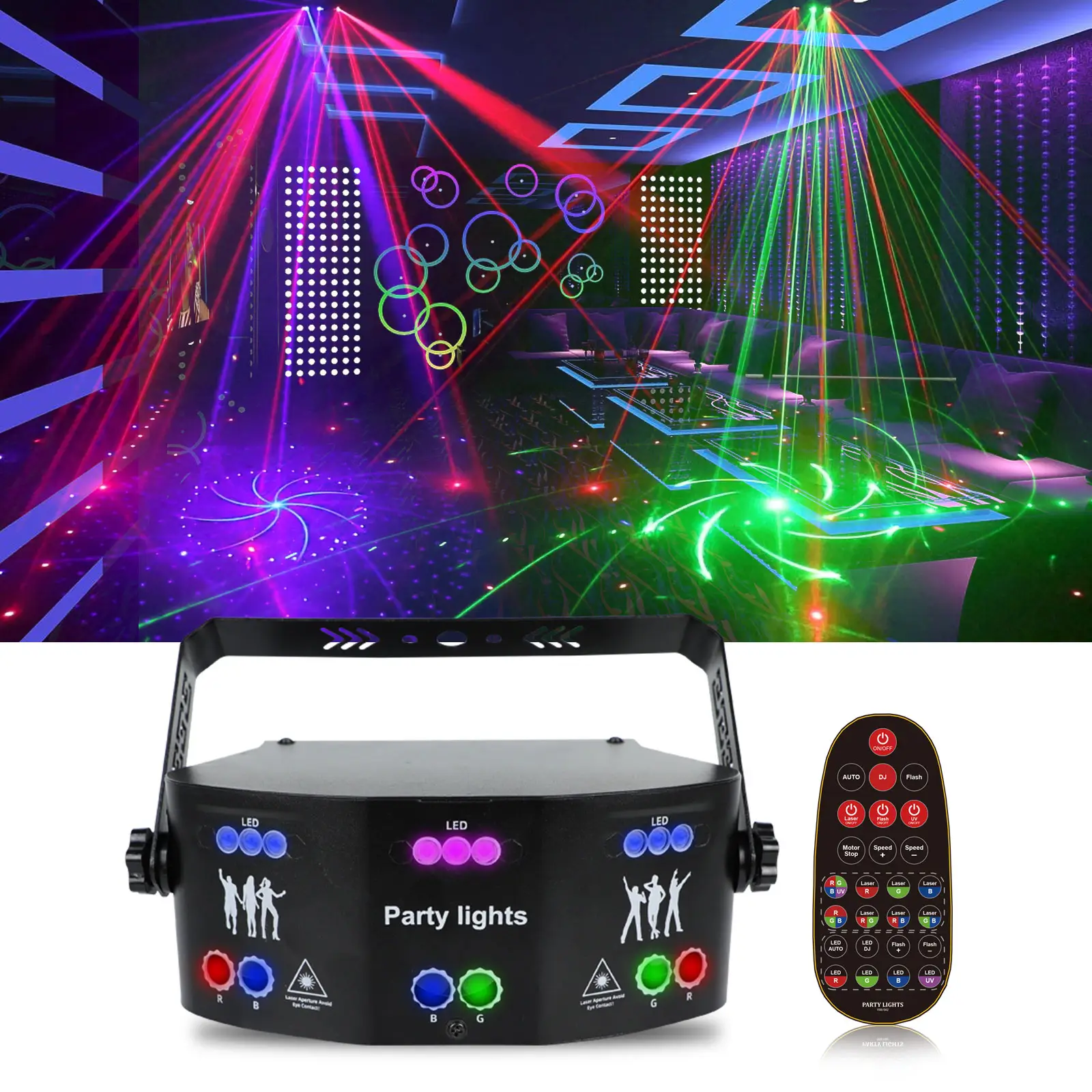 Dj Verlichtingsapparatuur 15 Ogen Strobe Rgbw 4 In 1 Led Podiumlicht Voor Feesten Live Laserlichtshow Xmas Club Bar Disco Dansen