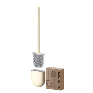 Cepillo de inodoro de plástico suave para el hogar, sin esquinas muertas, con base, cepillo de limpieza con varilla desmontable - Product Image 5