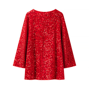 Vêtements pour femmes TAOP&ZA, nouvelle collection printemps <span class=keywords><strong>janvier</strong></span>, robe courte à sequins sexy à col rond et manches longues, taille ample - Product Image 3