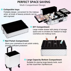 <span class=keywords><strong>Maleta</strong></span> de Maquillaje <span class=keywords><strong>Profesional</strong></span> con Ruedas de Gran Capacidad, Carro de <span class=keywords><strong>Peluquería</strong></span>, <span class=keywords><strong>Maleta</strong></span> de Almacenamiento, <span class=keywords><strong>Maleta</strong></span> de Viaje - Product Image 5