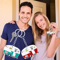 Lot de porte-clés pour camping-car en gros d'usine, porte-clés Happy Camper pour hommes, femmes, couples, accessoires de caravane, bijoux personnalisés