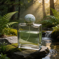 Flacon de parfum vide en verre artisanal de luxe, mini 80 ml, de haute qualité, forme rectangulaire, avec pulvérisateur et sérigraphie mate