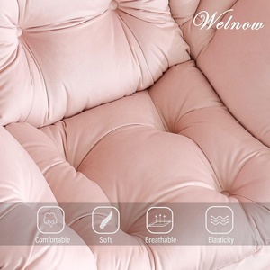 Canapé rembourré Fauteuil lounge moderne avec accoudoirs et poche latérale Fauteuil paresseux en tissu rose pour la maison avec pouf - Product Image 5