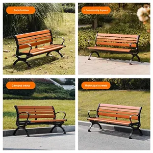 كرسي حديقة من الخشب الصلب على الطراز الحديث ، مقعد خارجي مضاد للتآكل من الألومنيوم المصبوب ، فناء ترفيهي ، مقعد مقعد مقعد مقعد من سبائك الخشب - Product Image 3