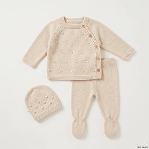 Combinaison pour bébé nouveau-né, combinaison en coton doux personnalisée, ensemble de <span class=keywords><strong>3</strong></span> vêtements, pull, pantalon, chapeau, tenues pour bébés garçons et filles, unisexe - Product Image 4