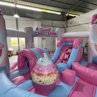 Structure gonflable Candyland avec toboggan, piscine à balles, en PVC 0,55 mm et garantie de 12 mois
