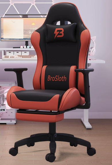 Red--Footrest + Height-adjustable Armrests
