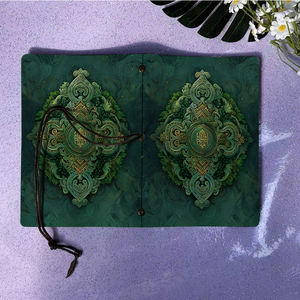 A6 Cuaderno Vintage hecho a mano con cierre de corbata Papel extraíble Regalo de <span class=keywords><strong>cumpleaños</strong></span> perfecto para el amigo del primo con verde adornado- - Product Image 6