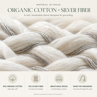 Drap-housse de mise à la terre en coton biologique premium avec 10 % de fibres d'argent, drap conducteur pour un meilleur sommeil et un meilleur soutien à la récupération