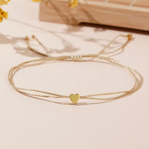 Thời Trang Mới Thiết Kế Đồ Trang Sức Làm Bằng Tay Có Thể Điều Chỉnh Bện Dây Vòng Đeo Tay Vàng Trái Tim Quyến Rũ Dệt Vòng Đeo Tay Cho Phụ Nữ - Product Image 3