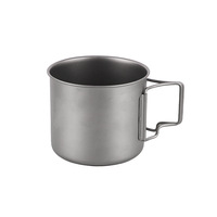 Tasse en titane pur de 450 ml, en acier inoxydable 201, avec poignée pliable, tasse à eau en titane pur, tasse à thé et à café en titane pur