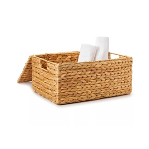 Cesta de almacenamiento de jacinto de agua tejida a mano elegante hogar decorativo venta al por mayor artesanía de Vietnam - Product Image 1