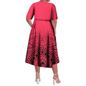 High Quality Customized Red Polynesian Tribal <strong>Dresses</strong> Women Laty Elegant Lace-Up v Neck <strong>Dress</strong> <strong>Plus</strong> <strong>Size</strong> Womenclothing Vestidos - Product Image 4