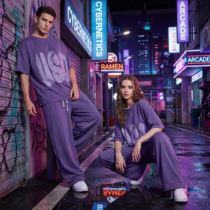 Conjunto de Camiseta Oversize y Pantalones Anchos <span class=keywords><strong>para</strong></span> <span class=keywords><strong>Hombre</strong></span>, Estilo Urbano, Verano 2026, <span class=keywords><strong>con</strong></span> Estampado Gráfico USD, Unisex, 2 Piezas - Product Image 5