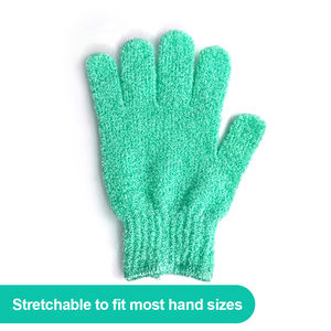 Guanti da bagno esfolianti in Nylon da bagno in marocco 100% poliestere personalizzato a cinque dita con pelle morta rosa guanto da massaggio per il corpo - Product Image 4