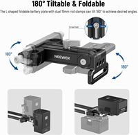 Plaque de batterie NEEWER Mini V-Mount avec pinces pour tiges LWS de 15 mm, inclinable et pliable en forme de L, avec bouton de déverrouillage rapide