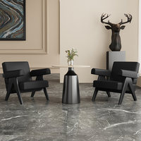 Fauteuil en cuir avec mousse élastique haute densité pour la maison, salon, balcon, café, hôtel, salle de séjour - Design minimaliste moderne