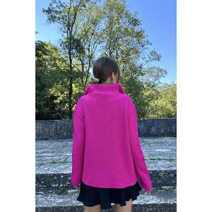Pull en maille à col roulé fuchsia pour femme, manches longues, décontracté, anti-boulochage, calibre 14 Gg - Product Image 1