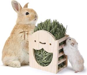 Alimentador de hierba de conejo personalizado chinchillas de madera estante de heno procesamiento alimentador multifuncional hámster alimentador de madera - Product Image 5