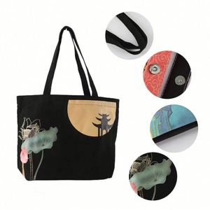 Custom Logo Printed Recyclable Plain Cotton Canvas Shopping Tote Bag - Product Image 3