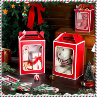 Y748 vente en gros boîte-cadeau mignonne avec fenêtre transparente boîte-cadeau de jouet en peluche avec poignée pour douche nuptiale cadeau de noël faveur de fête de noël