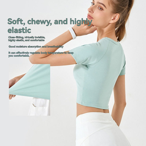 <span class=keywords><strong>T</strong></span>-<span class=keywords><strong>shirt</strong></span> Crop Top da Donna Personalizzabile con Logo, in Cotone Elasticizzato French Terry 220G, Traspirante, Vestibilità Slim, Girocollo, Manica Corta, con Scritta, Estivo - Product Image 4