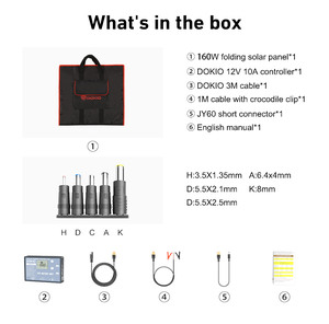 Panneau solaire portable pliable et flexible <span class=keywords><strong>Dokio</strong></span> USA Stock 18V 150W <span class=keywords><strong>160W</strong></span> pour les voyages, les bateaux et les camping-cars, haute qualité - Product Image 6