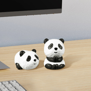 Cute Panda Figurine Resin Handmade Animal Shape Home Decoration Desktop Ornament Small Decorative Item - Product Image 2